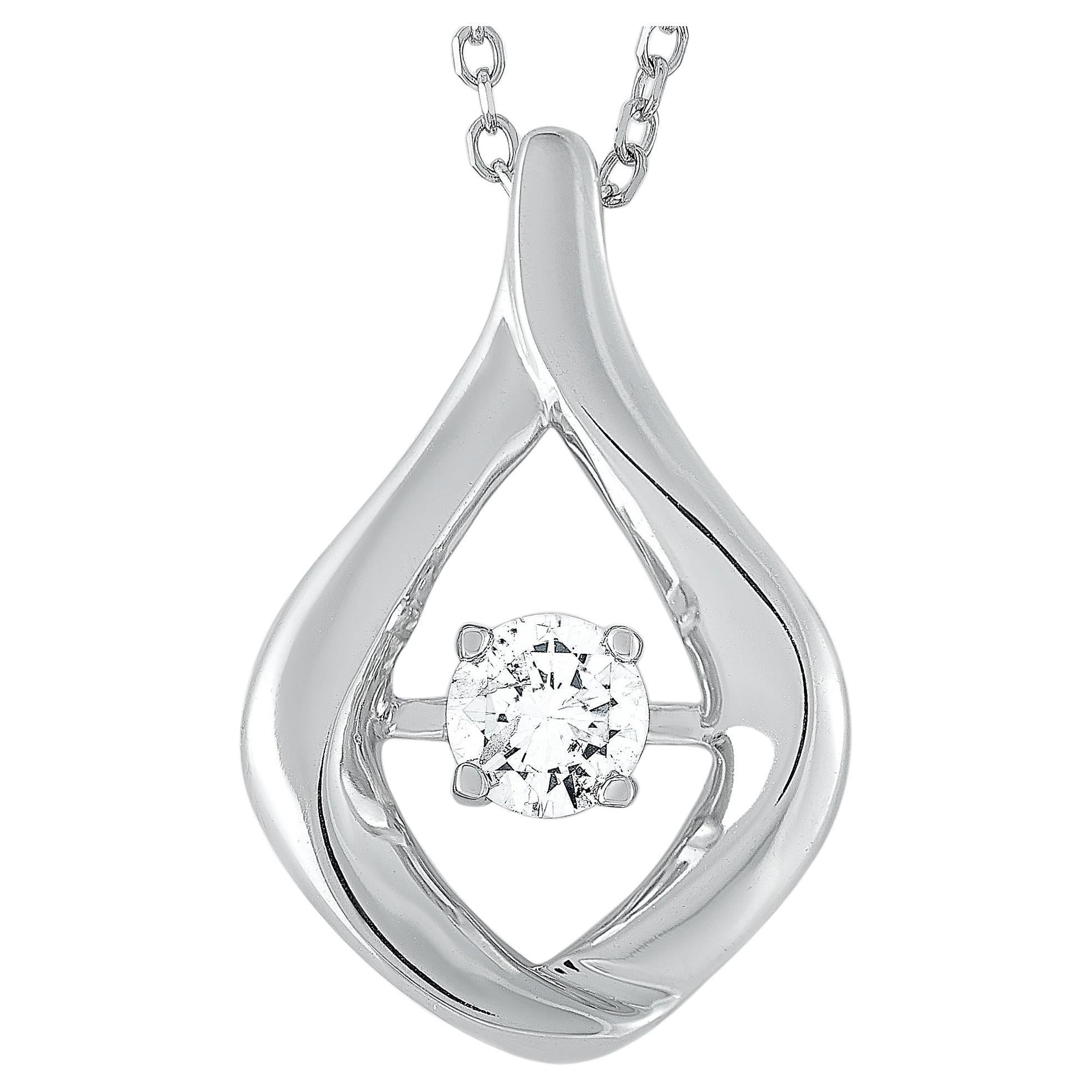 LB Exclusive 14k White Gold 0.15 Carat Diamond Pendant Necklace For Sale