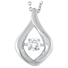 LB Exclusive Collier pendentif en or blanc 14 carats avec diamants 0,15 carat