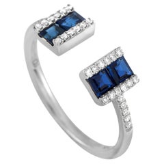 LB Exclusive 14K White Gold 0.16 Ct Diamond and Sapphire Ring