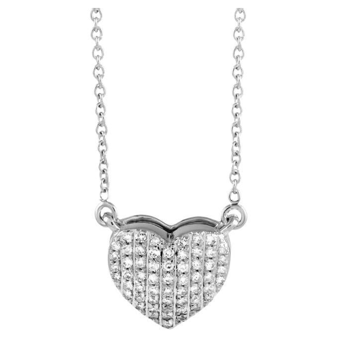 LB Exclusive 14K White Gold 0.16ct Diamond Pendant Necklace For Sale