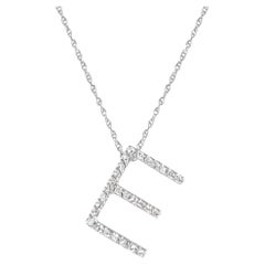 LB Exclusive 14K White Gold 0.17 Ct Diamond "E" Initial Necklace