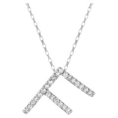 LB Exclusive 14K White Gold 0.17 Ct Diamond “F” Initial Necklace
