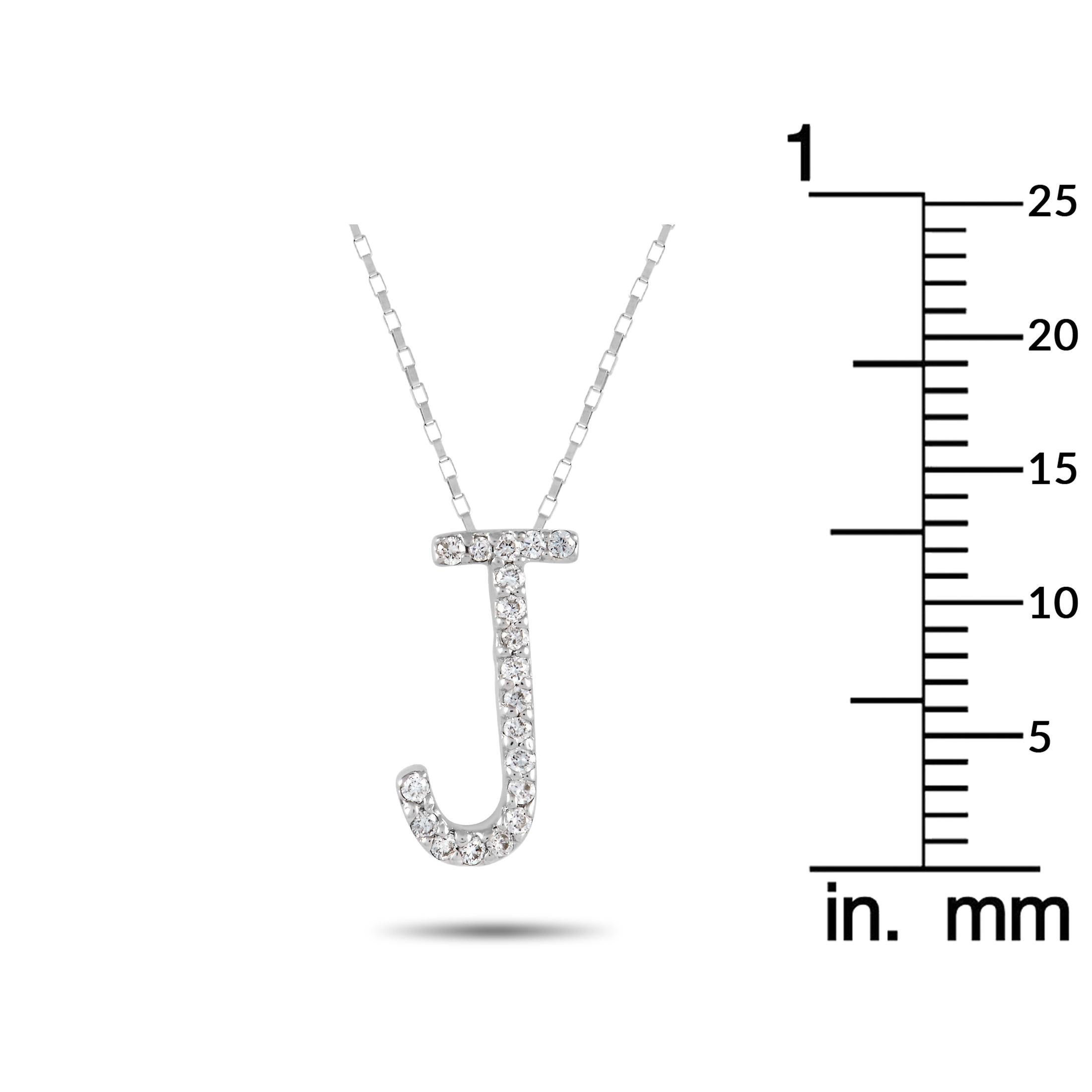LB Exklusive 14 Karat Weißgold 0,17 Karat Diamant J Initiale Halskette im Zustand „Neu“ in Southampton, PA