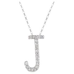 LB Exclusive 14K White Gold 0.17 Ct Diamond “J” Initial Necklace