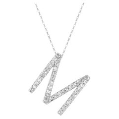 LB Exclusive 14K White Gold 0.17 ct Diamond “M” Initial Necklace