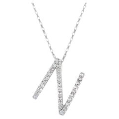LB Exclusive 14K White Gold 0.17 ct Diamond “N” Initial Necklace