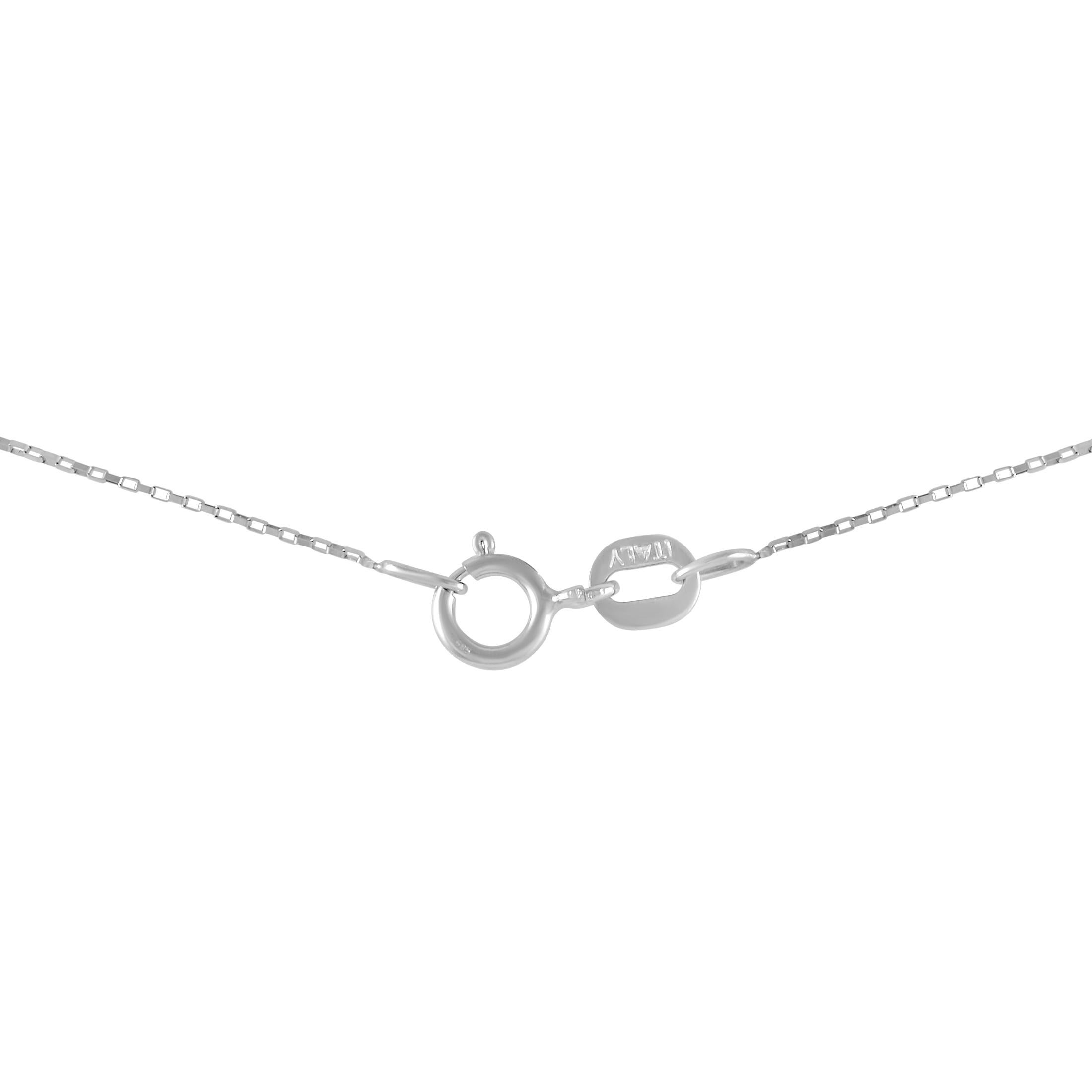 Round Cut LB Exclusive 14K White Gold 0.17 Ct Diamond “U” Initial Necklace For Sale