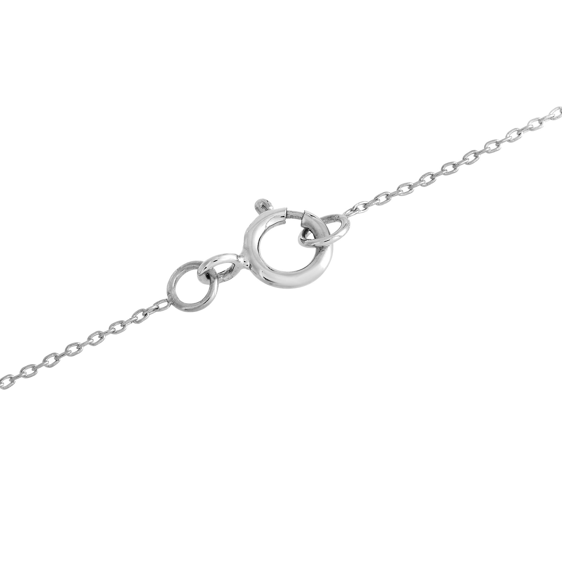 Round Cut LB Exclusive 14K White Gold 0.17ct Diamond Safety Pin Necklace PD4-16188W For Sale