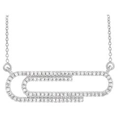 LB Exclusive 14K White Gold 0.18 ct Diamond Paper Clip Necklace