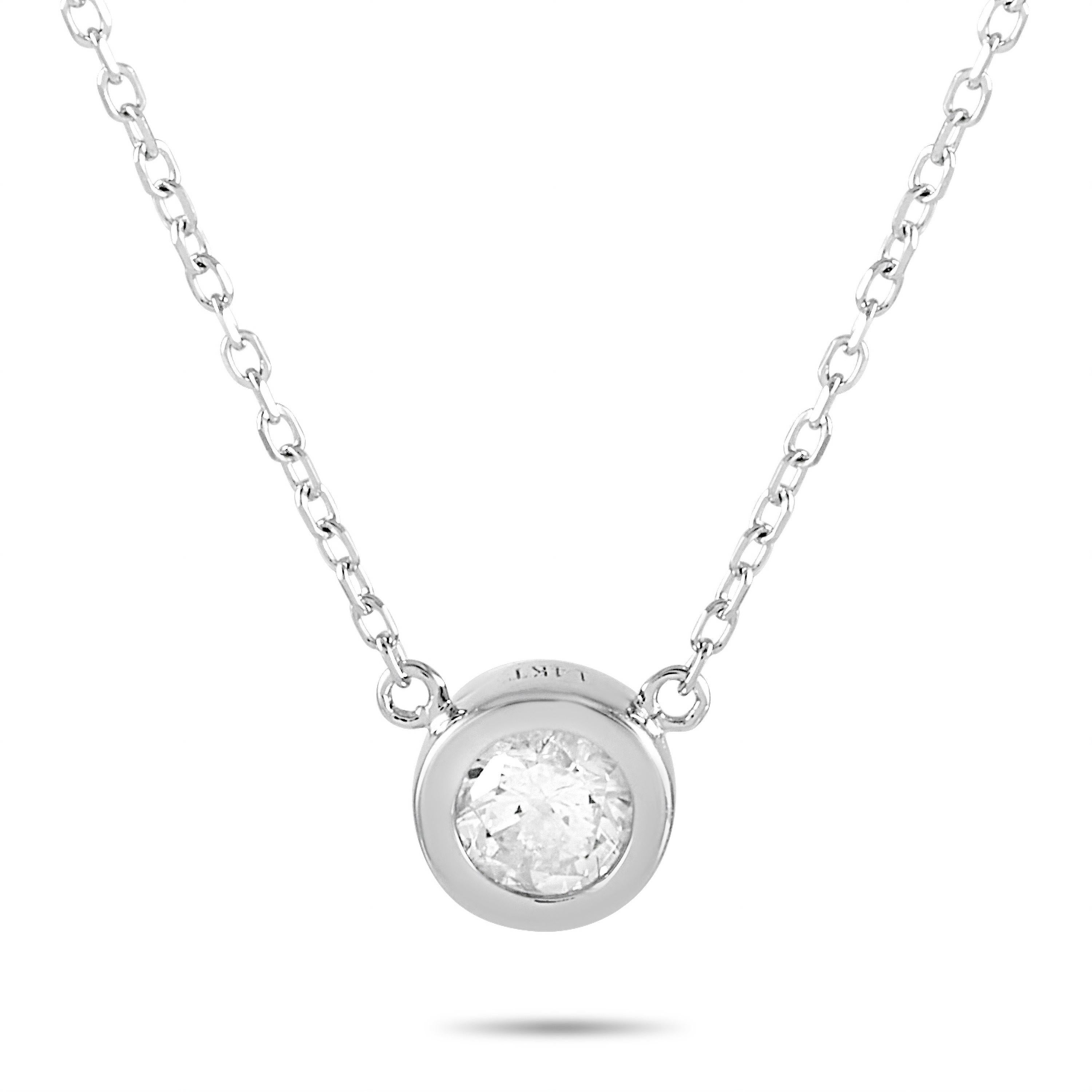 LB Exclusive 14k White Gold 0.20 Carat Diamond Necklace In New Condition For Sale In Southampton, PA
