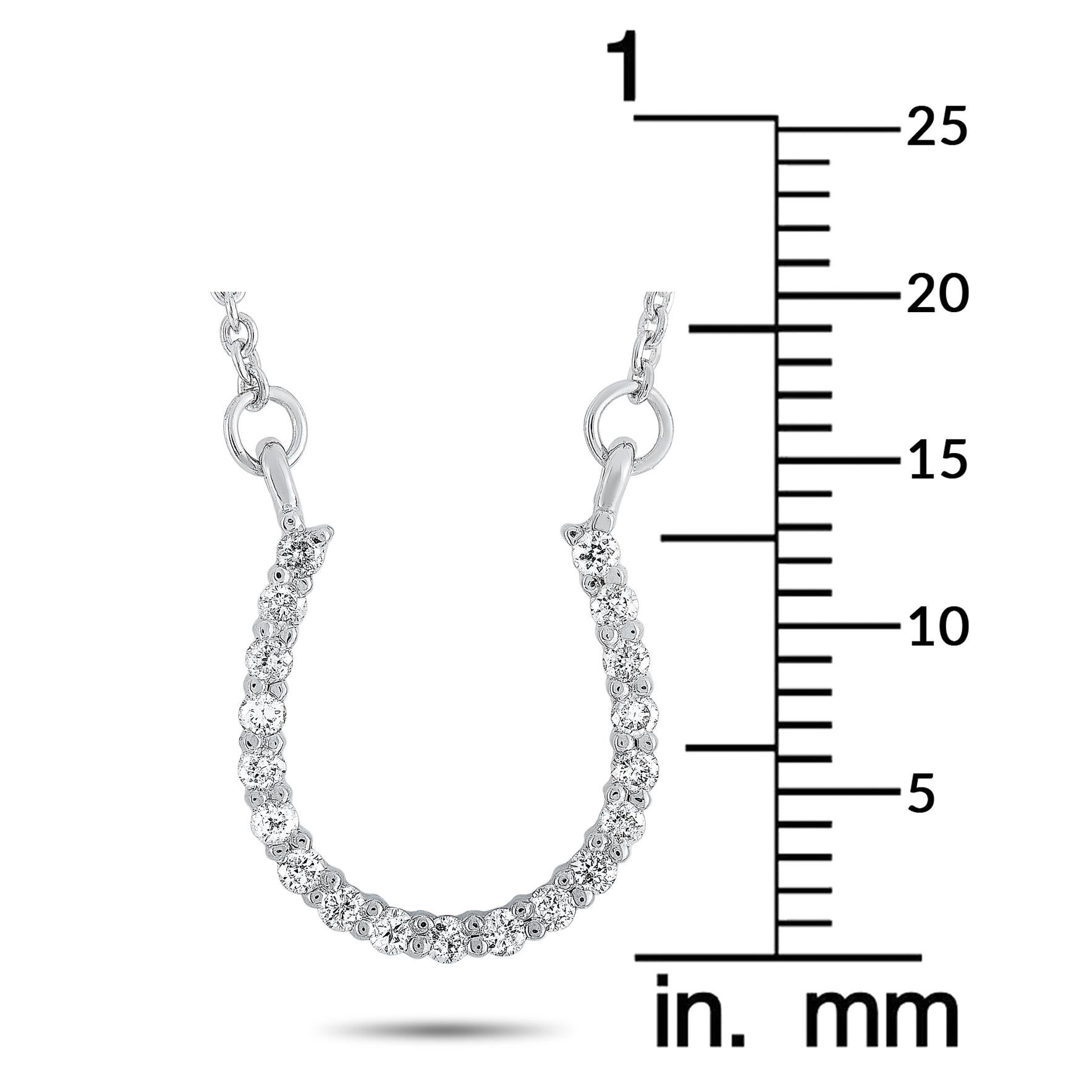 LB Exclusive 14 Karat White Gold 0.20 Carat Diamond Horseshoe Pendant Necklace In New Condition In Southampton, PA