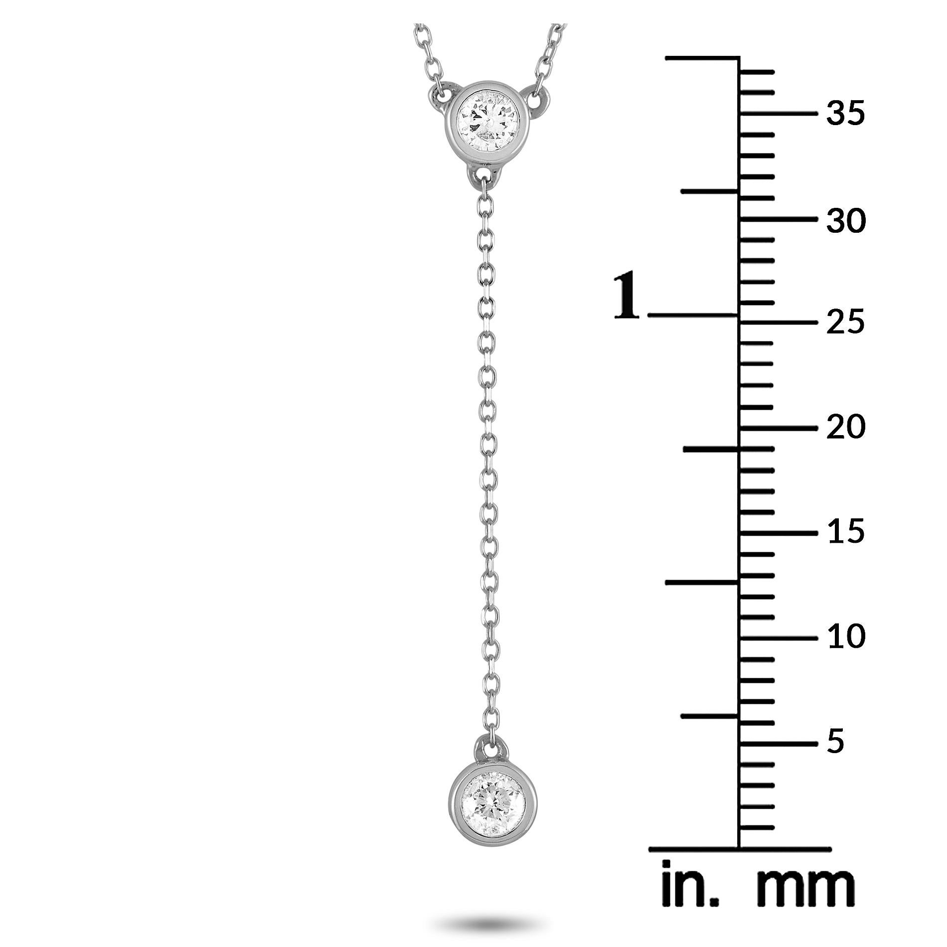 Round Cut Lb Exclusive 14k White Gold 0.20 Carat Diamond Necklace For Sale