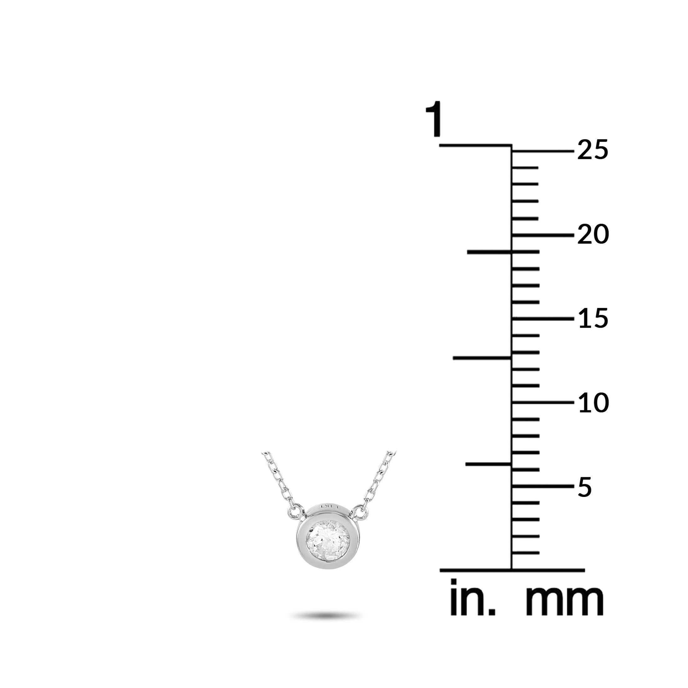 Round Cut LB Exclusive 14k White Gold 0.20 Carat Diamond Necklace For Sale