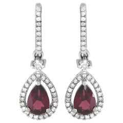 LB Exclusive 14K White Gold 0.20ct Diamond 
Rhodolite Earrings ER4-15061WRHOD