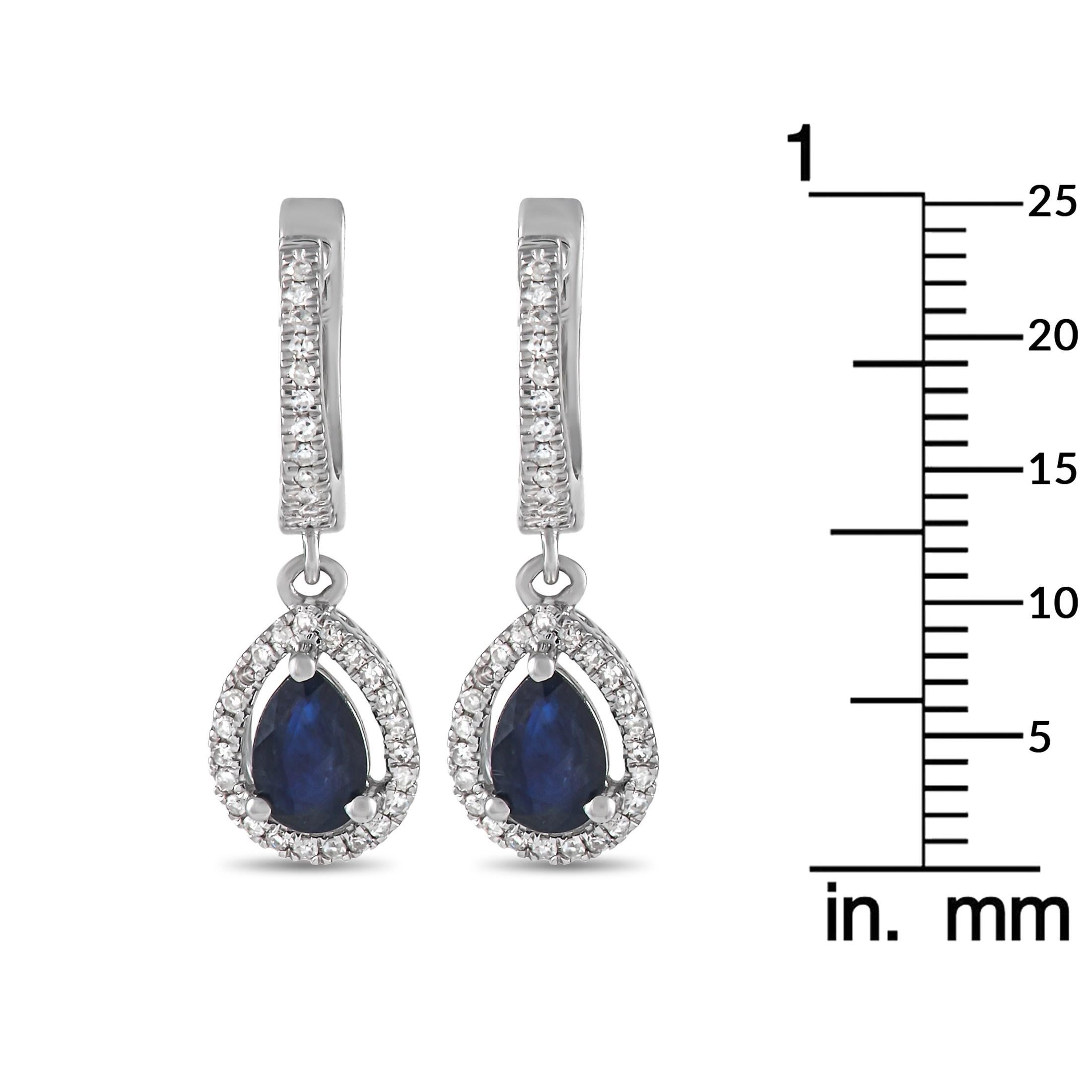 Mixed Cut LB Exclusive 14K White Gold 0.21 Ct Diamond and Sapphire Earrings