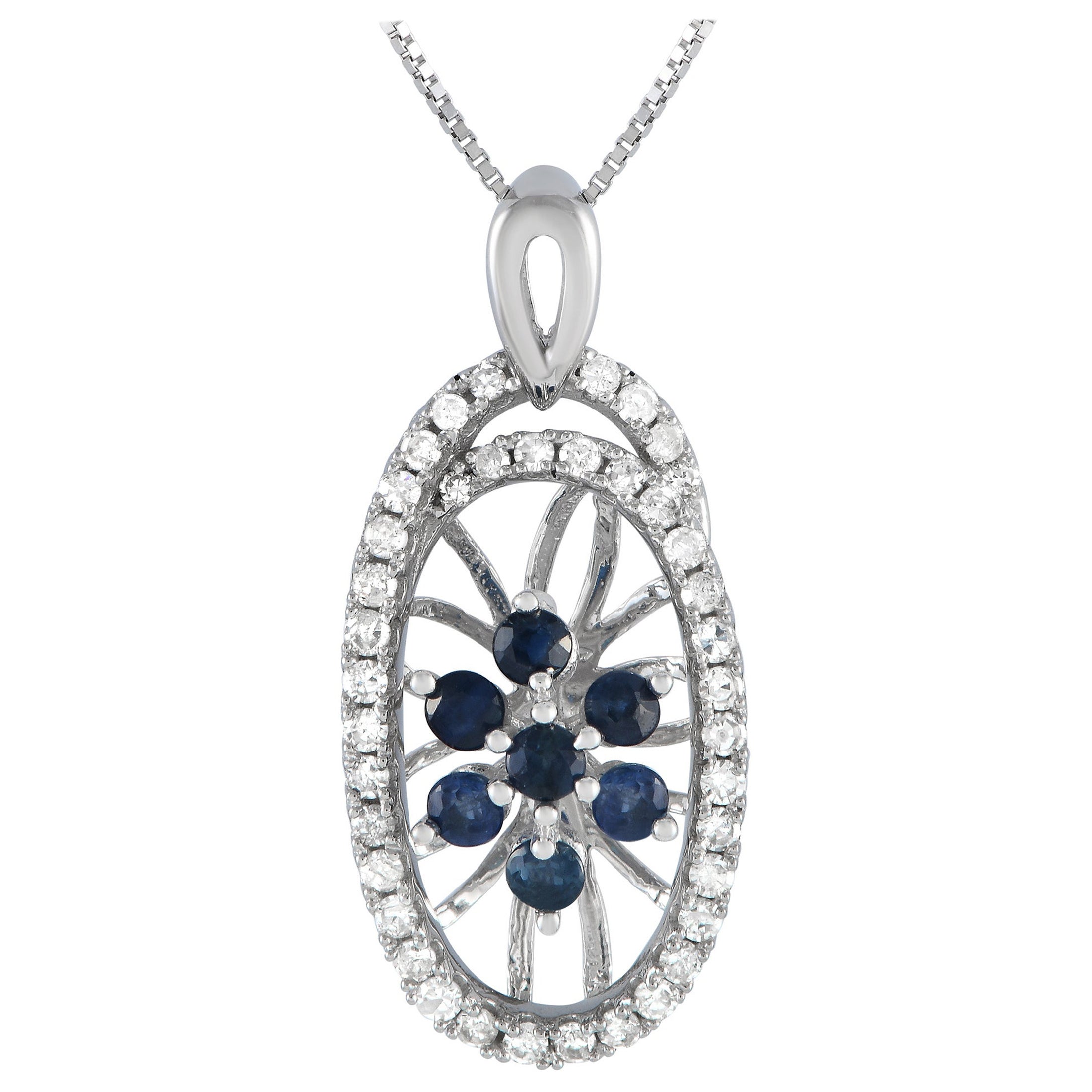 LB Exclusive Collana in oro bianco 14K con diamanti e zaffiri da 0,22 carati PD4-15491WSA