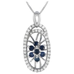 LB Exclusive Collana in oro bianco 14K con diamanti e zaffiri da 0,22 carati PD4-15491WSA