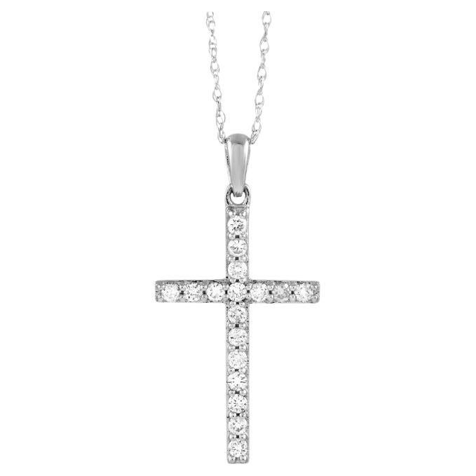 LB Exclusive 14K White Gold 0.23ct Diamond Cross Pendant Necklace
