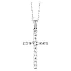 LB Exclusive 14K White Gold 0.23ct Diamond Cross Pendant Necklace