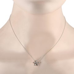 LB Exclusive 14K White Gold 0.23ct Diamond Flower Necklace PN14995