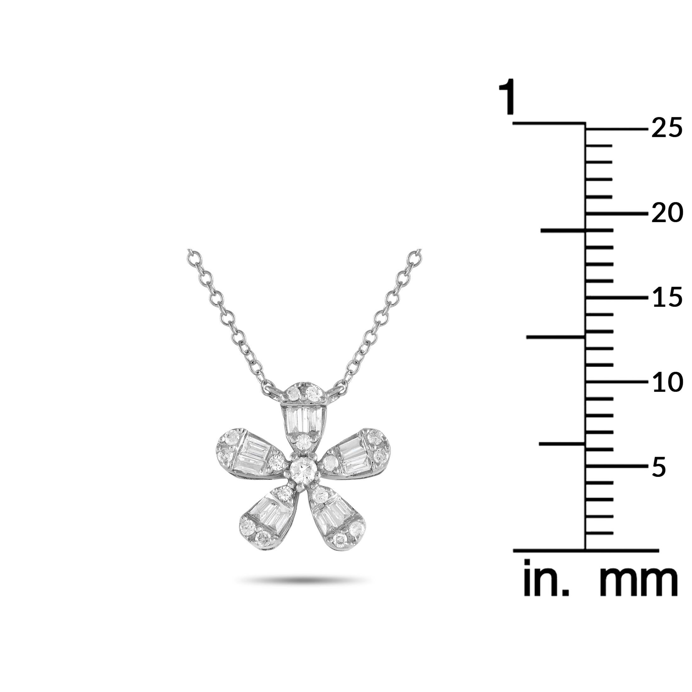 LB Exclusive 14K White Gold 0.23ct Diamond Flower Necklace PN14995 In New Condition For Sale In Southampton, PA