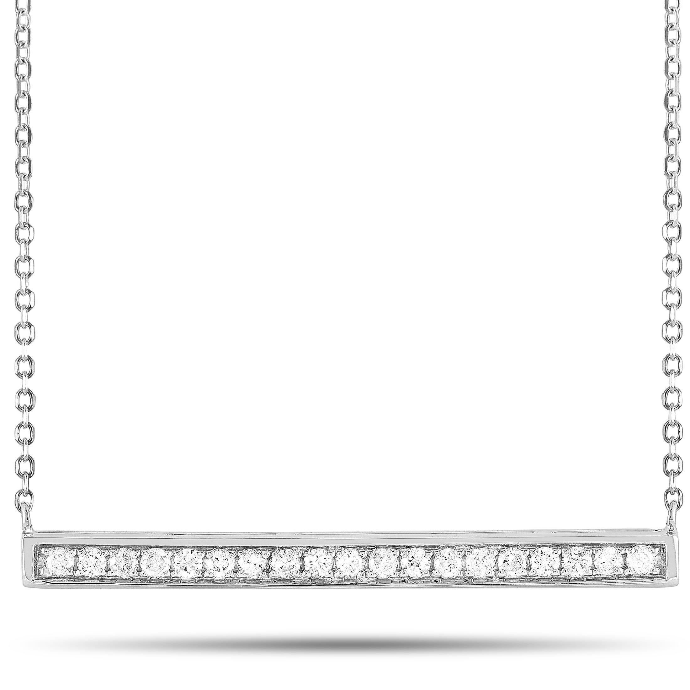 Lb Exclusive 14k White Gold 0.25 Carat Diamond Bar Necklace In New Condition For Sale In Southampton, PA