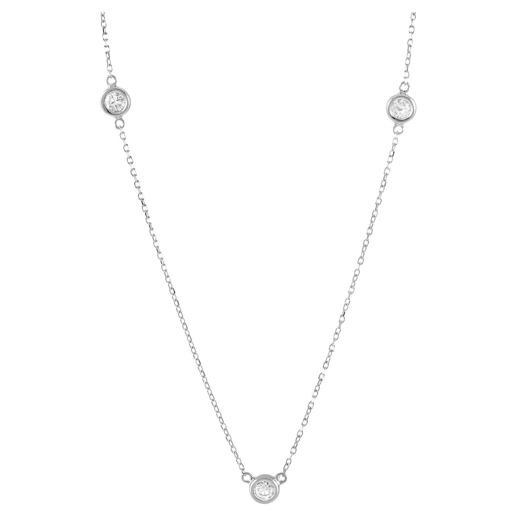 LB Exclusive 14k White Gold 0.25 Carat Diamond Necklace For Sale