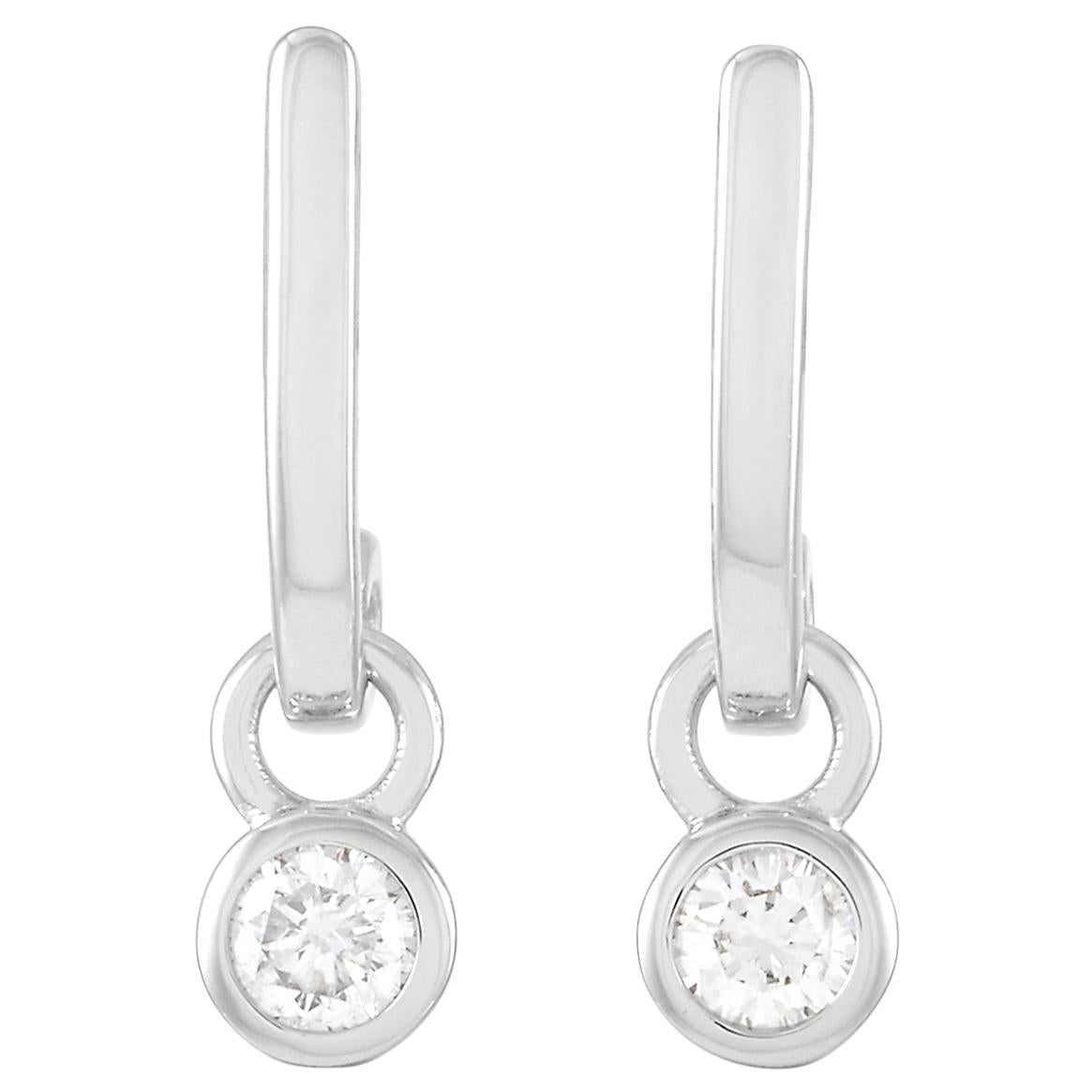 LB Exclusive 14k White Gold 0.25 Ct Diamond Dangle Earrings For Sale