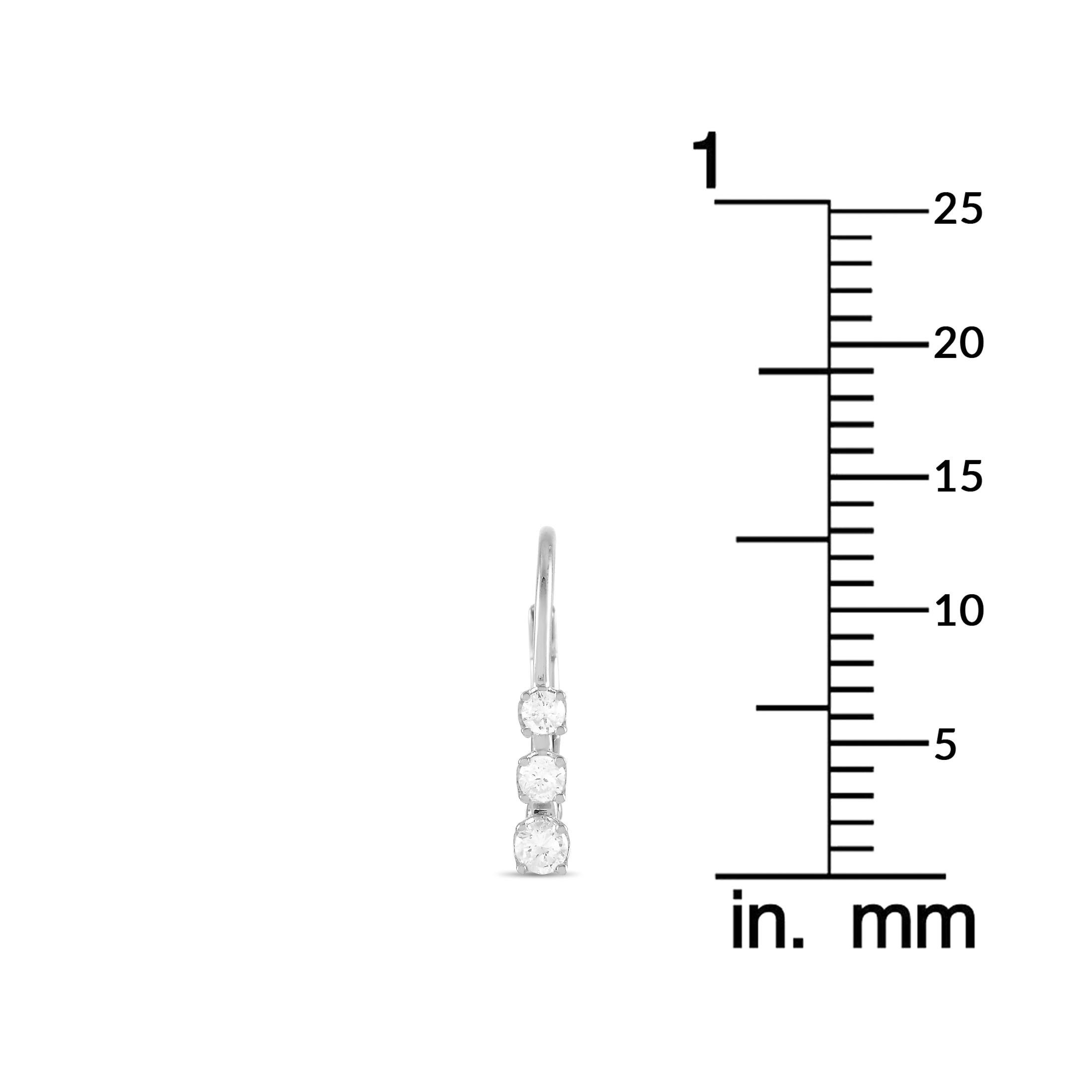 Round Cut LB Exclusive 14K White Gold 0.25 Ct Diamond Earrings For Sale