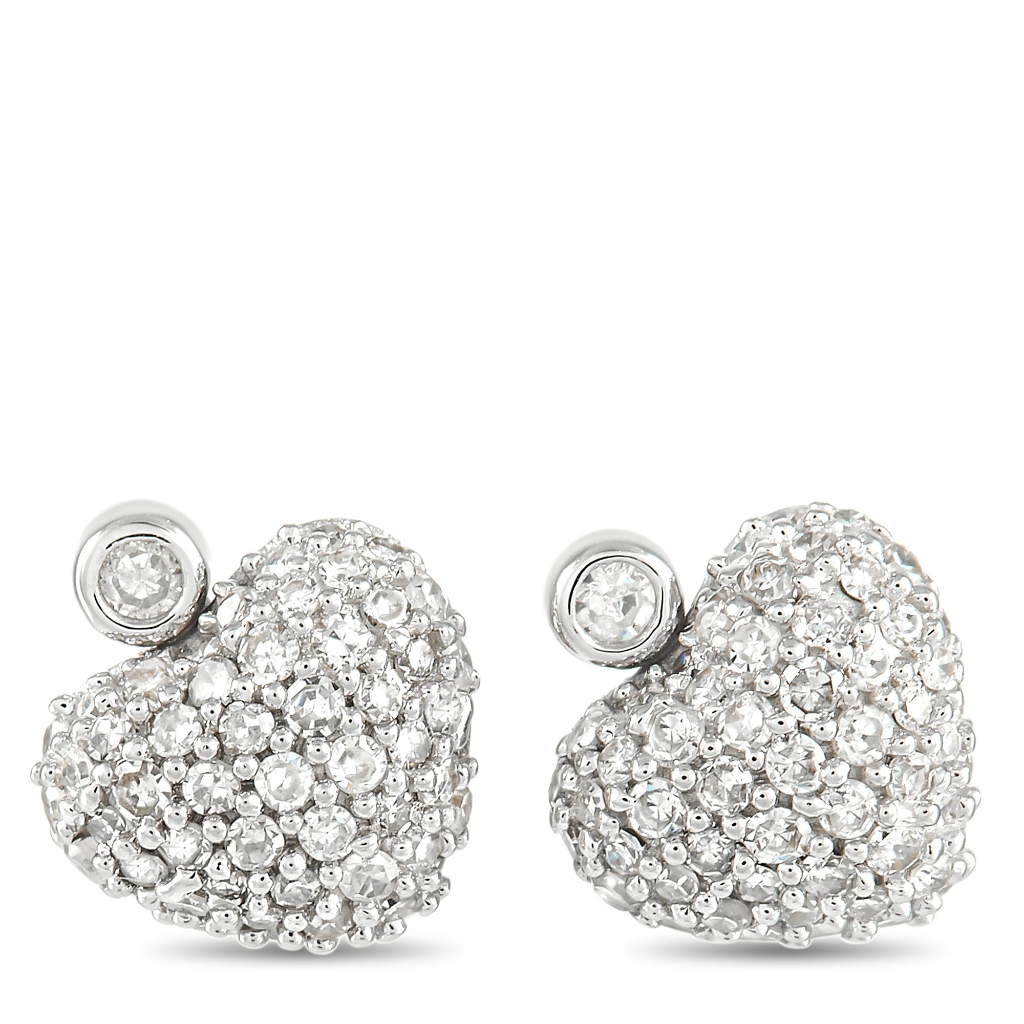 LB Exclusive Boucles d'oreilles en forme de cœur en or blanc 14 carats avec diamants 0,25 carat Neuf - En vente à Southampton, PA