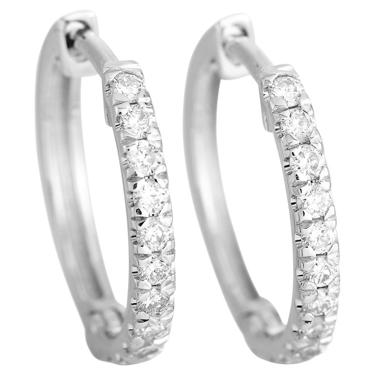 2.50 Ct Round Cut VVS1 Diamond Hugging Hoop Earrings Solid 14K White Gold 2.50 Ct Round Cut VVS1 Diamond Hugging Hoop Earrings Solid 14K White Gold