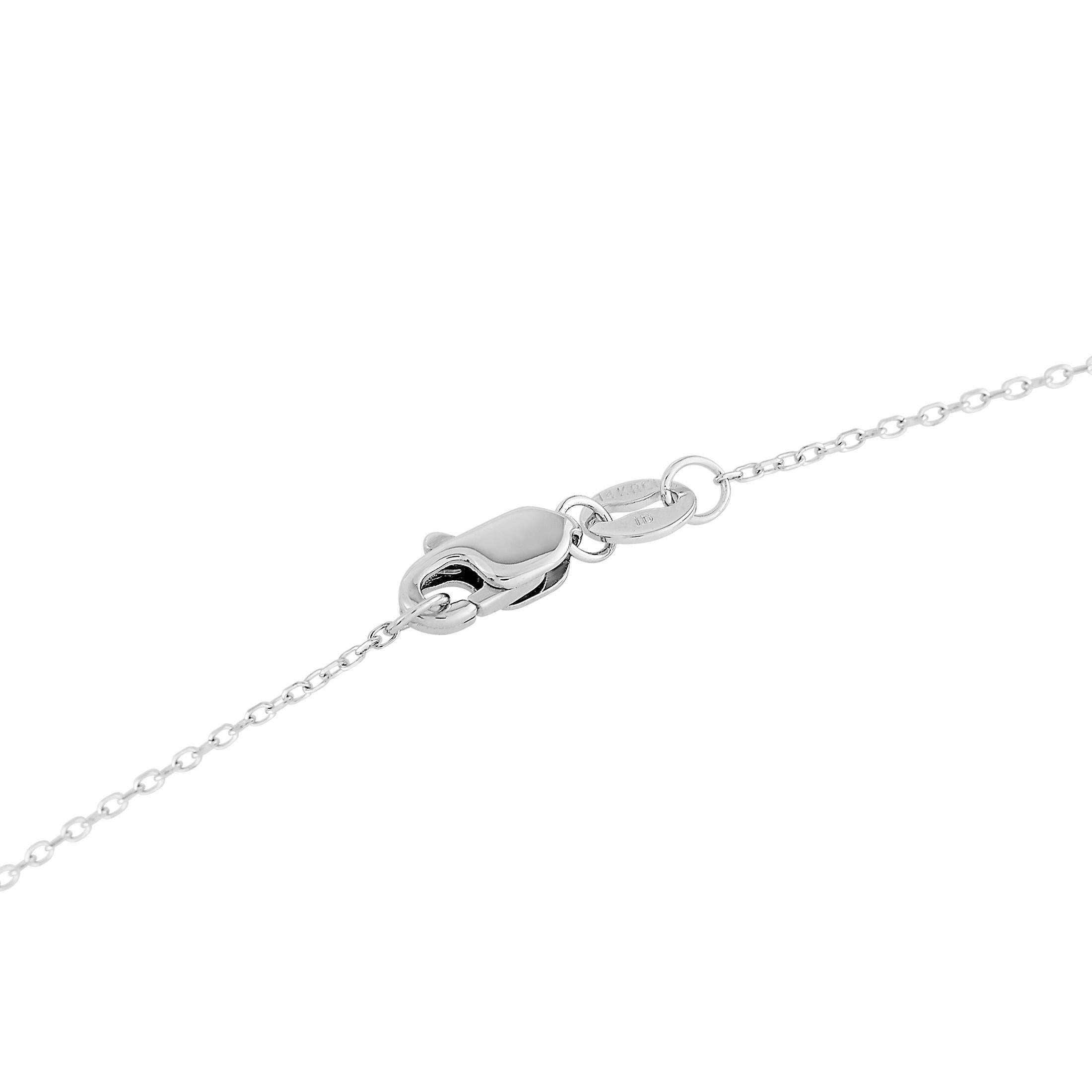 Round Cut LB Exclusive 14 Karat White Gold 0.25 Carat Diamond Pendant Necklace