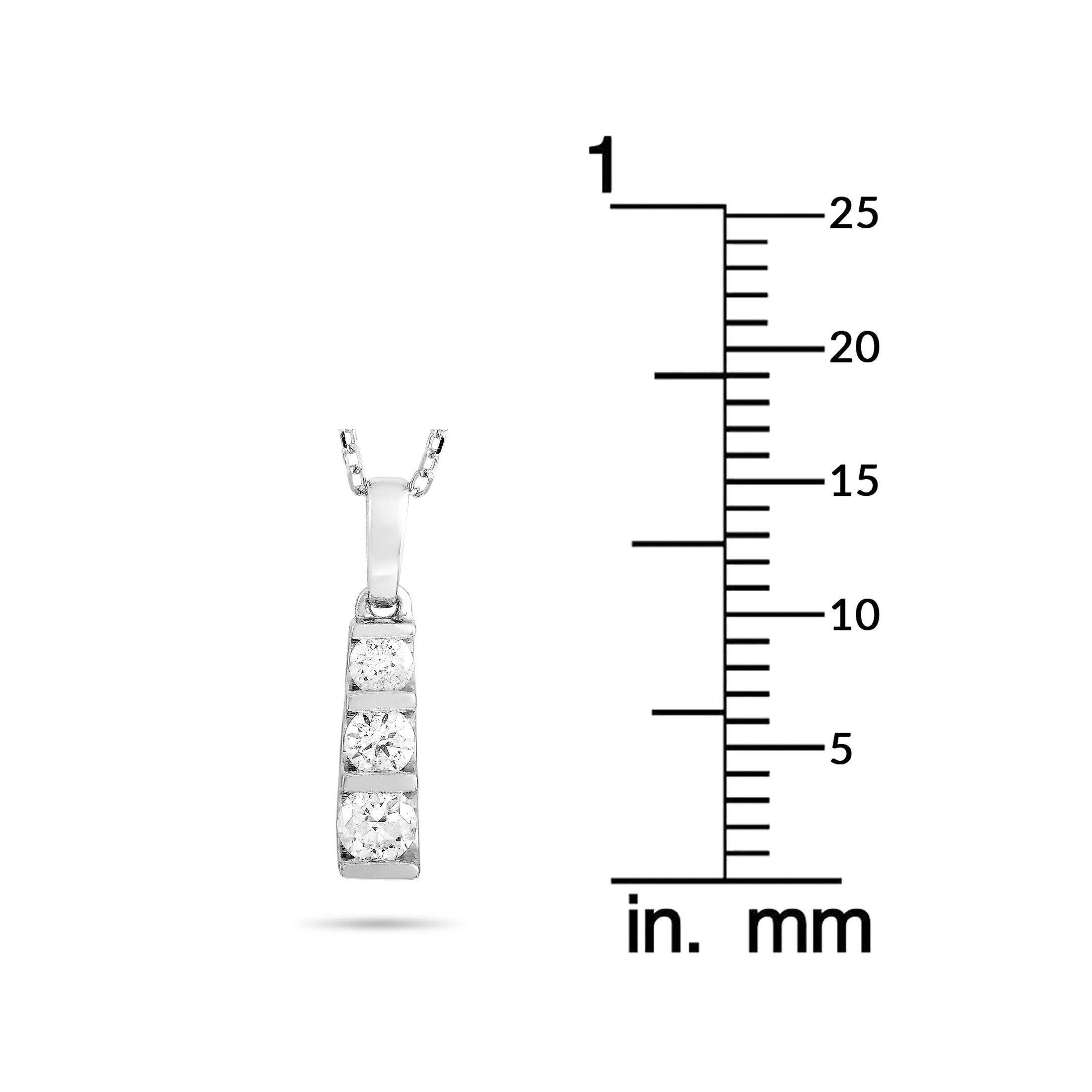 Round Cut LB Exclusive 14K White Gold 0.25 Ct Diamond Pendant Necklace