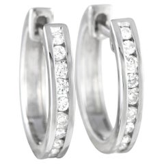 Lb Exclusive 14k White Gold 0.25 Carat Diamond Channel-Set Hoop Earrings