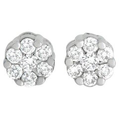 LB Exclusive 14k White Gold 0.25 Carat Diamond Cluster Stud Earrings