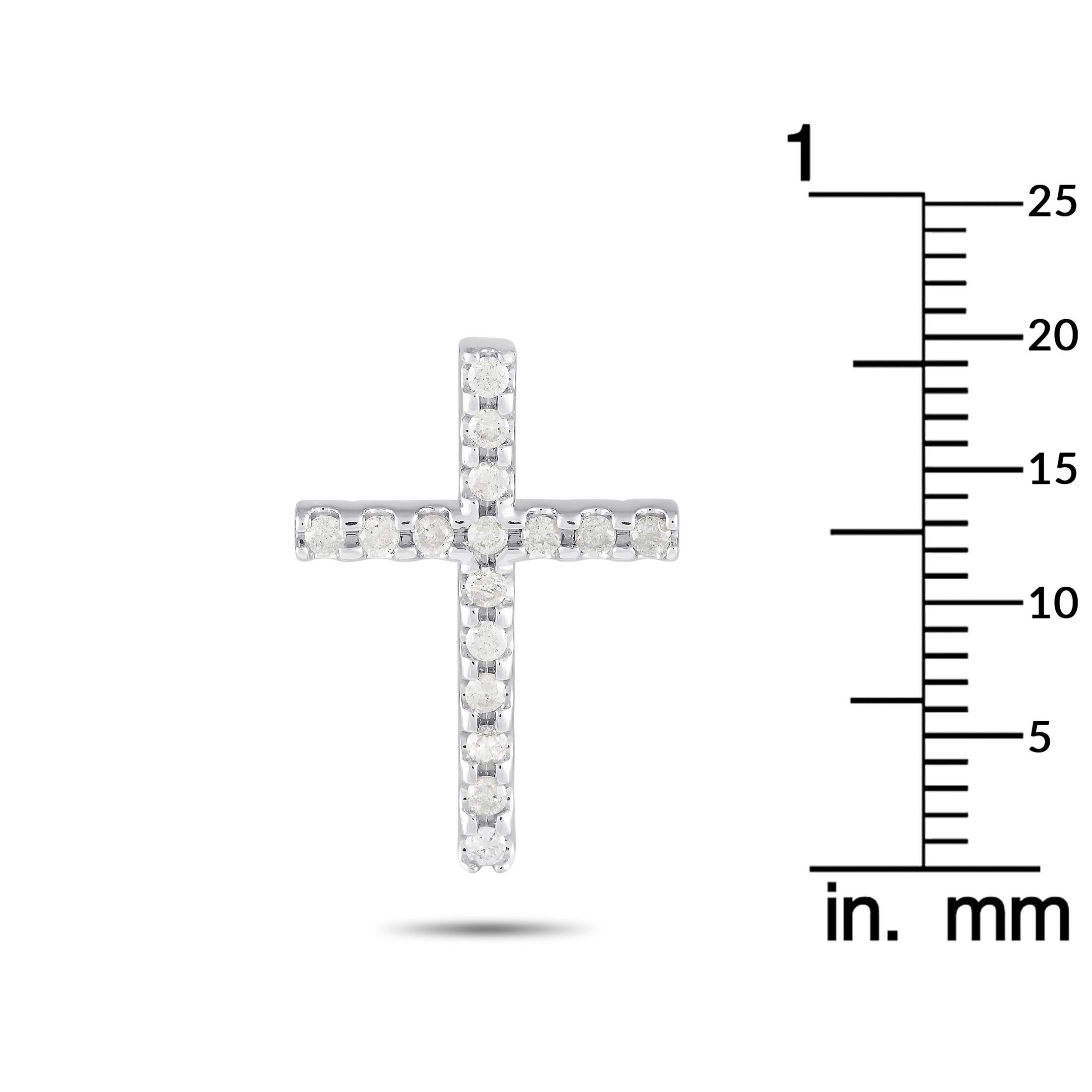 LB Exclusive 14K White Gold 0.25ct Diamond Cross Pendant PN14875 In New Condition For Sale In Southampton, PA