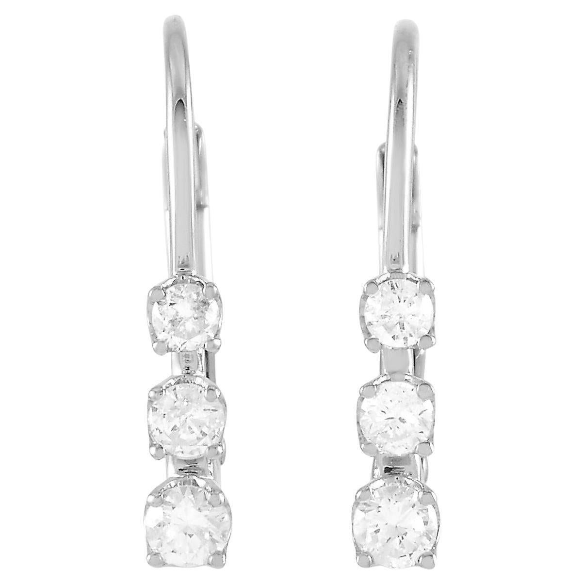 Lb Exclusive 14k White Gold 0.25 Carat Diamond Earrings For Sale