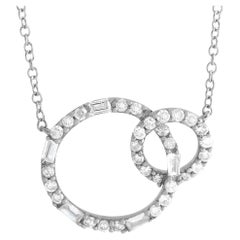 LB Exclusive 14K White Gold 0.25ct Diamond Interlocking Circle Necklace