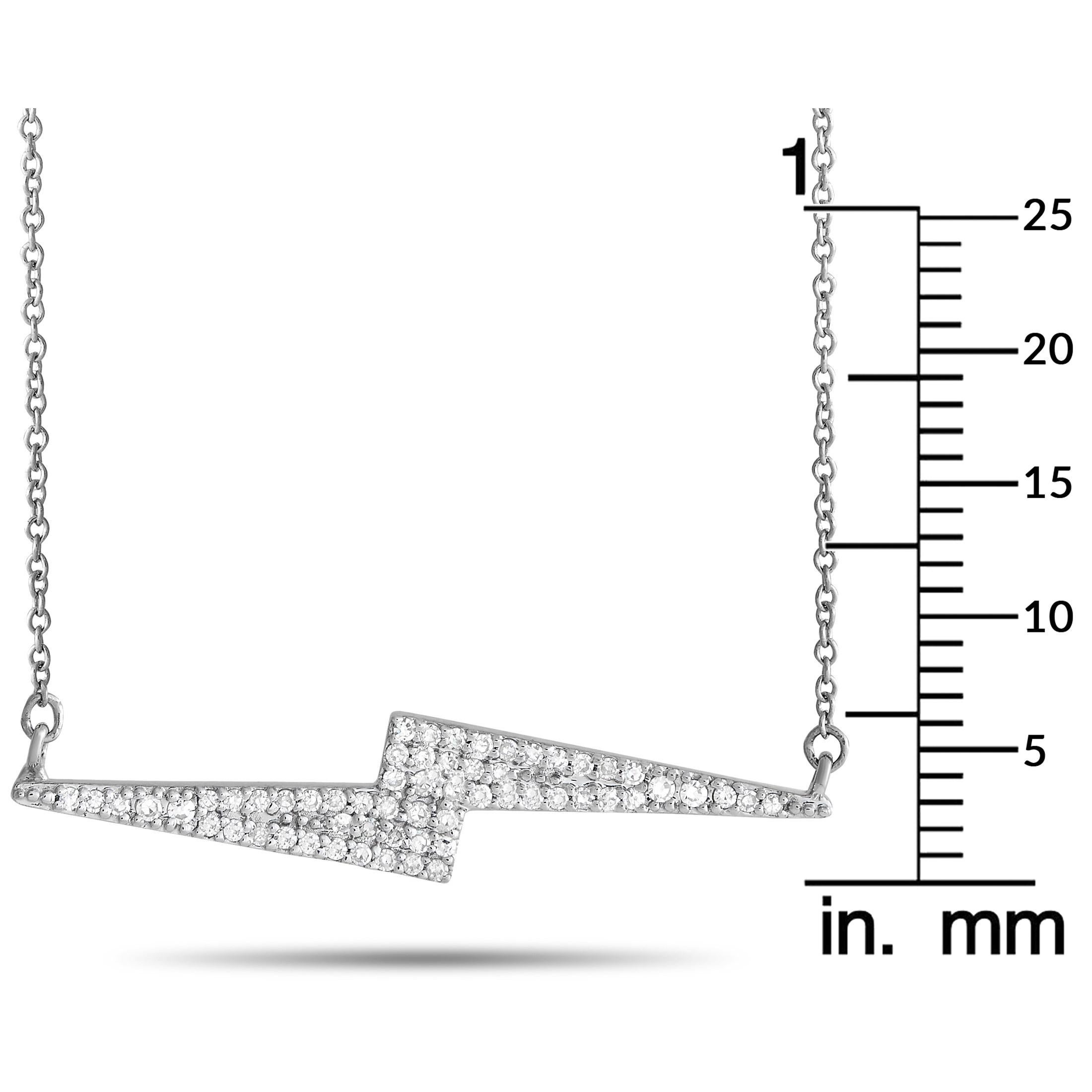 LB Exclusive 14K Weißgold 0,25ct Diamond Lightning Bolt Halskette im Zustand „Neu“ im Angebot in Southampton, PA