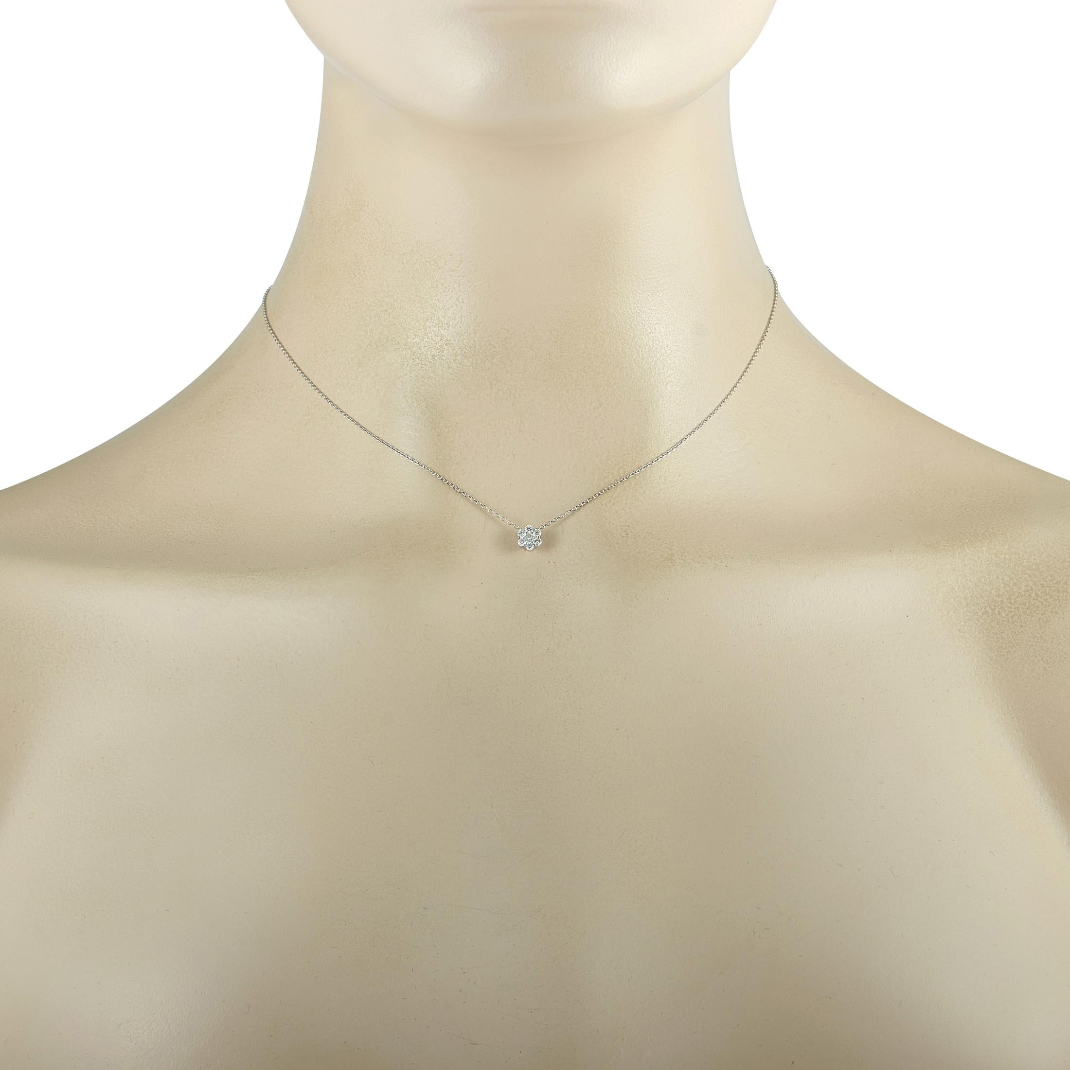 Round Cut Lb Exclusive 14k White Gold 0.25 Carat Diamond Necklace For Sale