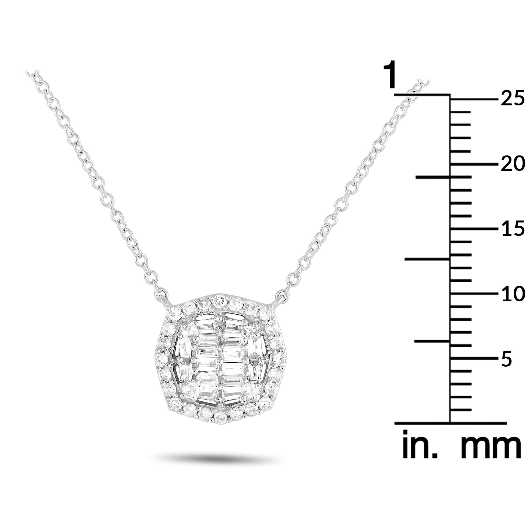 Mixed Cut LB Exclusive 14K White Gold 0.25ct Diamond Necklace PN14731 For Sale
