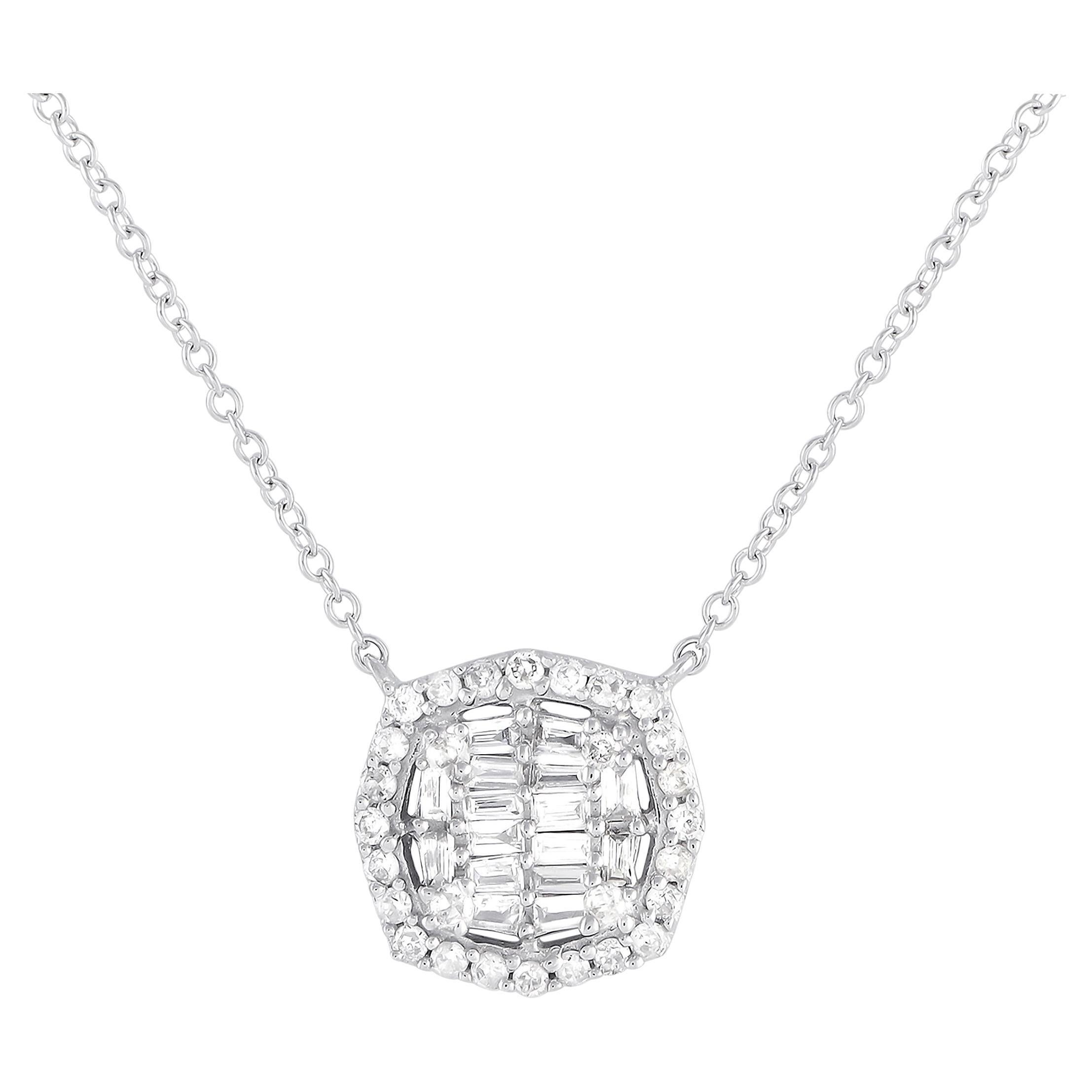 LB Exclusive 14K White Gold 0.25ct Diamond Necklace PN14731 For Sale