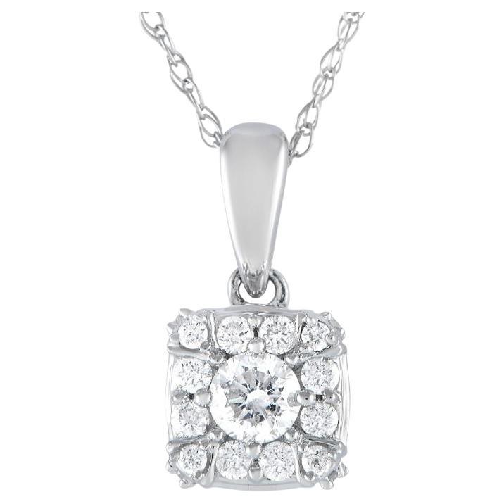 LB Exclusive 14k White Gold 0.25 Carat Diamond Pendant Necklace