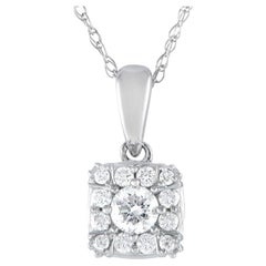 LB Exclusive 14k White Gold 0.25 Carat Diamond Pendant Necklace