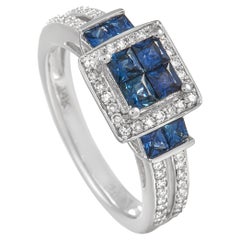 LB Exclusive 14K White Gold 0.29 ct Diamond and Sapphire Ring
