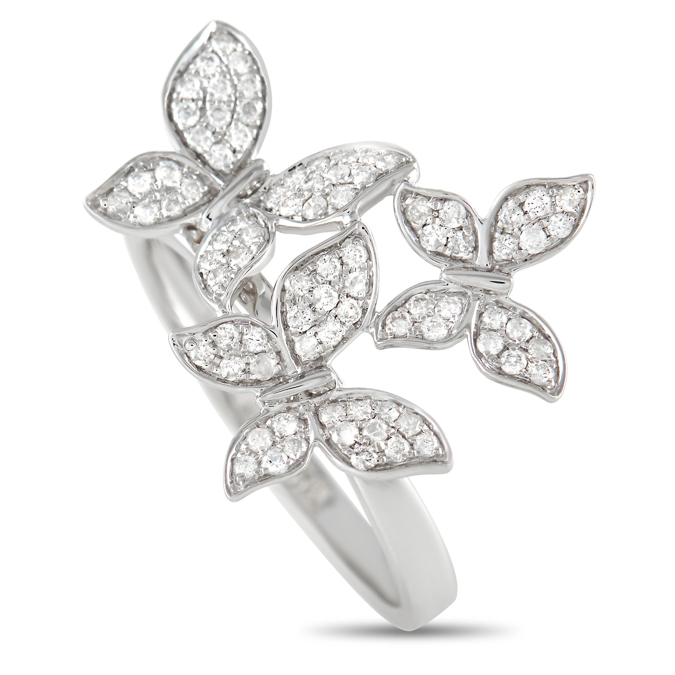 LB Exclusive 14K White Gold 0.30 Ct Diamond Butterfly Ring In New Condition For Sale In Southampton, PA