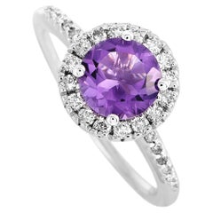 LB Exclusive 14K White Gold 0.30 ct Diamond Pave and Amethyst Ring