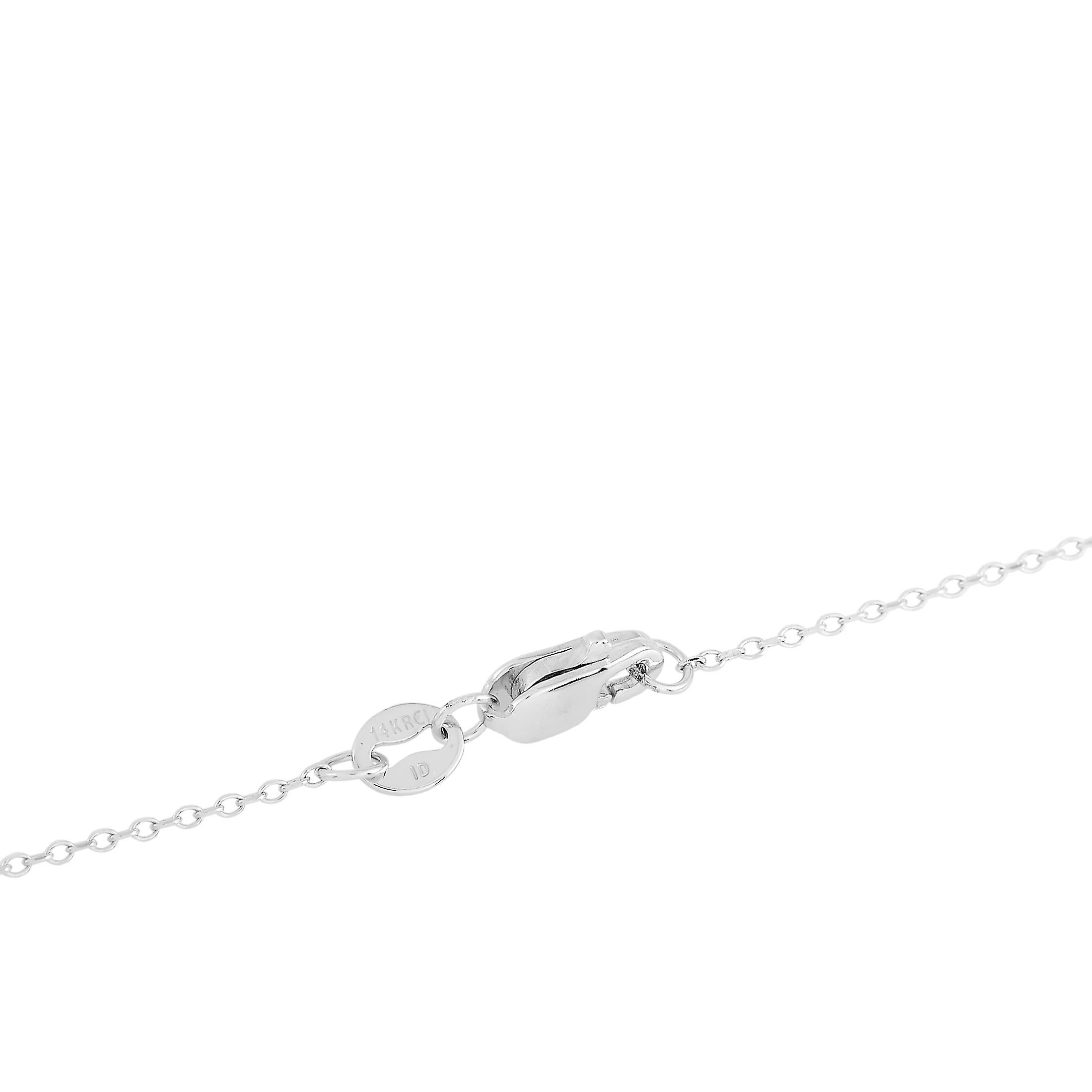 Round Cut LB Exclusive 14 Karat White Gold 0.30 Carat Diamond Pendant Necklace For Sale