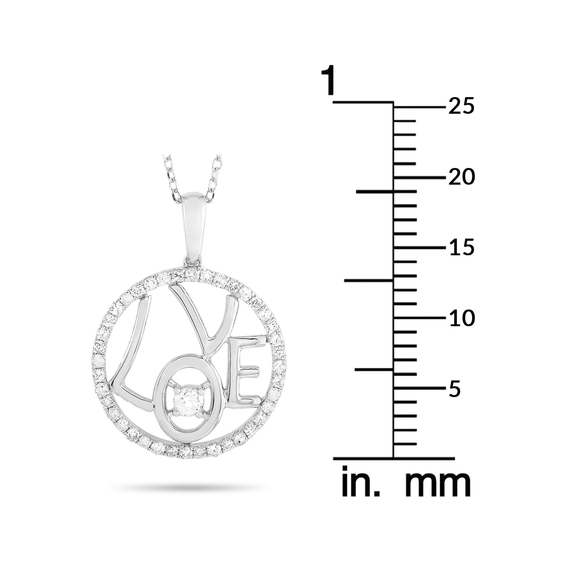LB Exclusive 14 Karat White Gold 0.30 Carat Diamond Pendant Necklace In New Condition For Sale In Southampton, PA