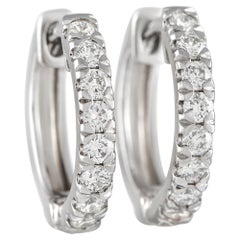 LB Exclusive 14k White Gold 0.30ct Diamond Hoop Earrings